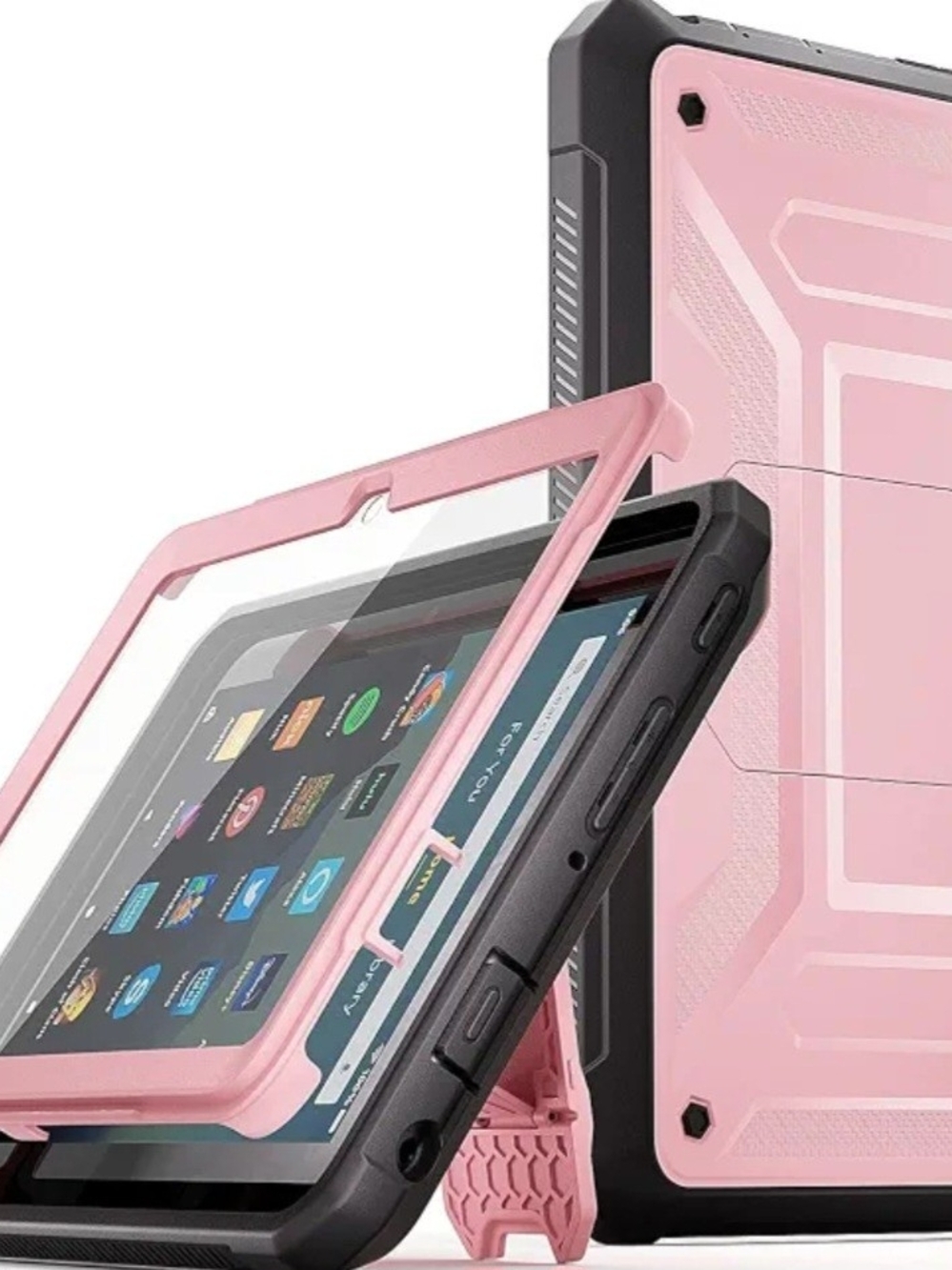 Rugged Protective Pink Tablet Case with Built-In Screen Protector